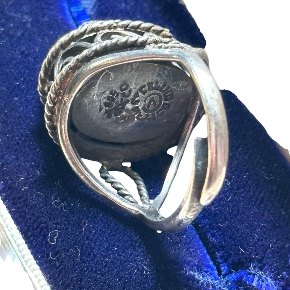 Vintage Mexico poison ring tiger eye adjustable sterling silver Taxco 925 - Picture 4 of 4